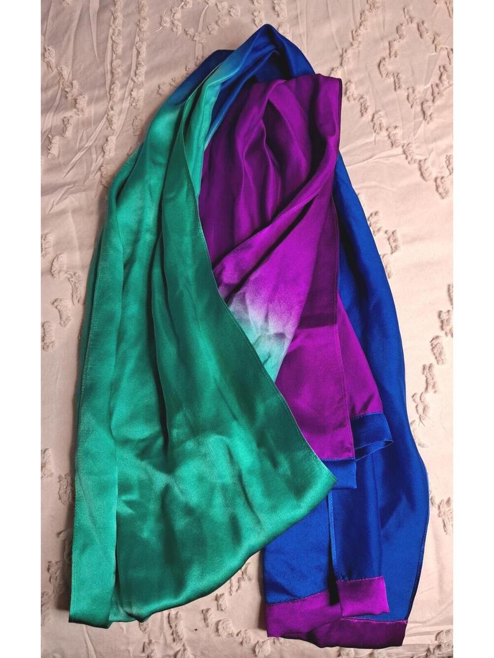 Vintage Kavita Studios 100% Ombre Silk Scarf Hand-dyed